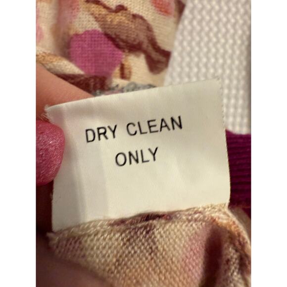 Till The End Womens L Silk Cashmere Colorful Floral Sequins Pearl Knit Cardigan - Picture 7 of 11